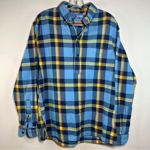 Chubbies Mens The Nutter Blue Yellow Plaid Quarter Button Up Long Sleeve Shirt M